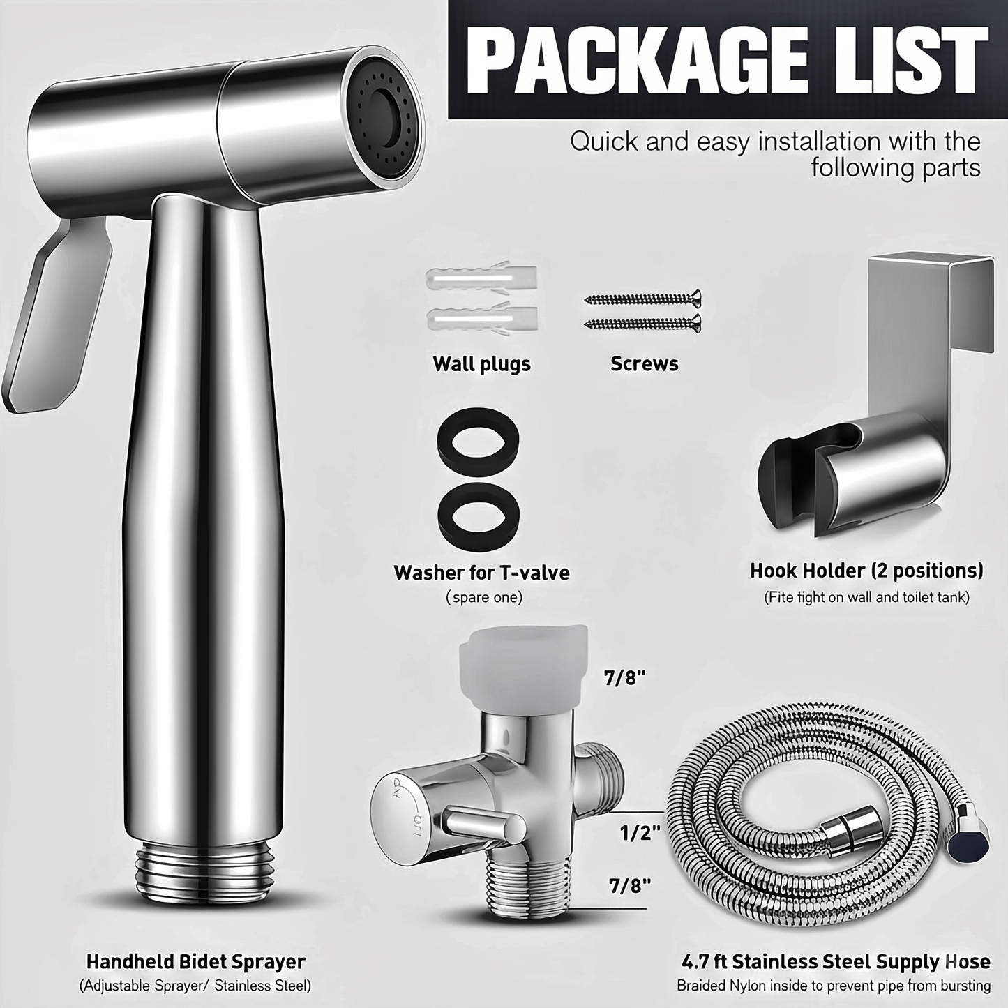 Al Kalal Stainless Steel Handheld Shower Set